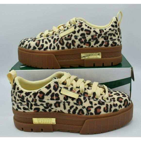 Puma Womens Size 7 Mayze SE Gold Leopard Platform Fashion Sneakers 382910 01 - Picture 5 of 10